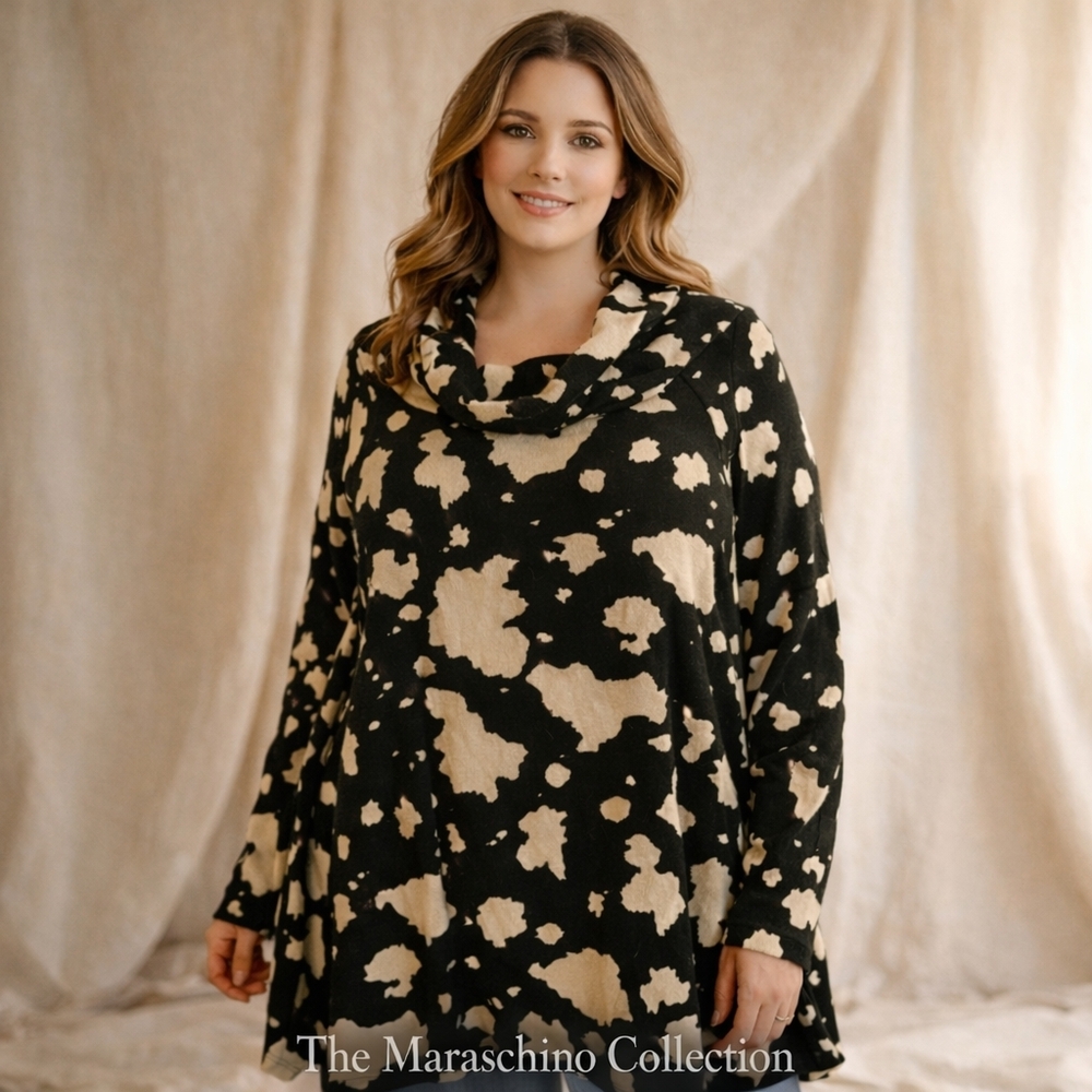 Ordinary Day Cozy Abstract Cowl Neck Sweater | Plus 2X